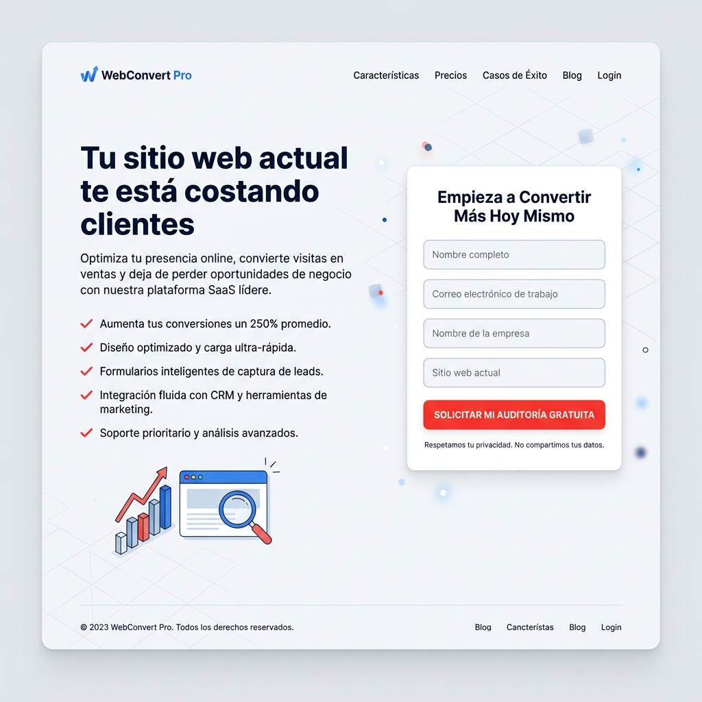 Previsualización de la landing page de captura